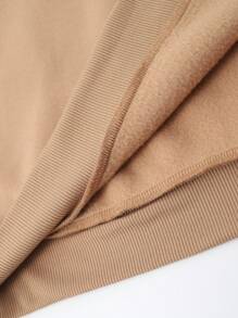 Manfinity Homme Men's Loose Fit Warm Thermal Lined Long Sleeve Sweatshirt - Khaki - View 3