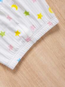 SHEIN 少女針織星紋圓領上衣和緊身褲套裝,適合家居休閒穿著 - 彩色 - 查看 5