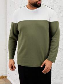 GENTILAND 大碼男士拼色針織休閒拼布t恤 - 彩色 - 查看 1