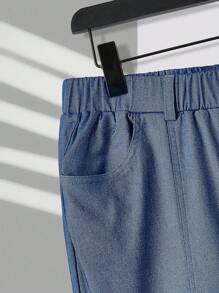 Manfinity VCAY 男士圓領短袖t恤和阔腿褲針織休閒套裝2件組 - 黑色 - 查看 6