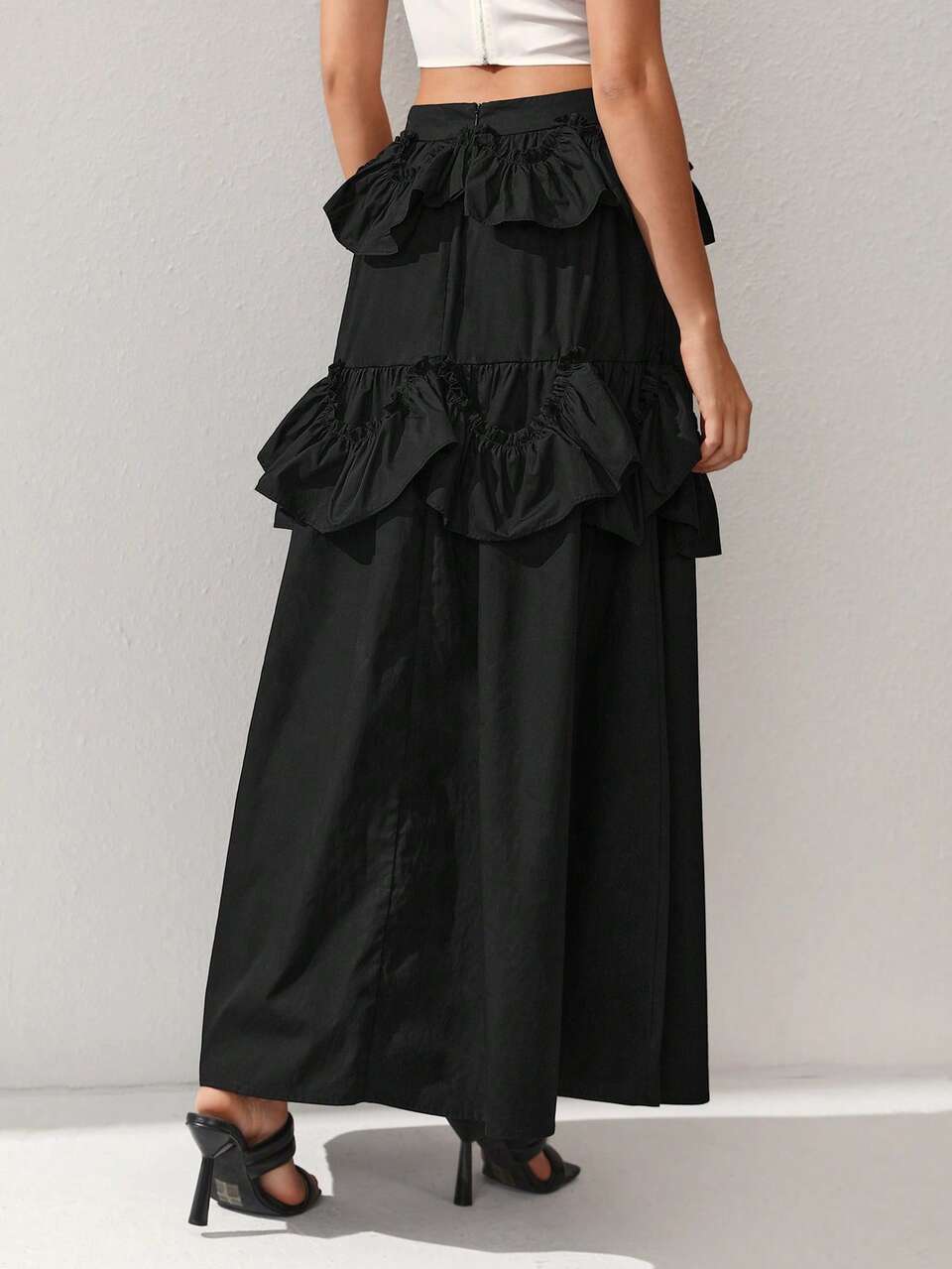 Designer Boho Bohemian Women's Patchwork Ruffle Hem Elegant Skirt, For Holiday, Party, Vacation, Spring & Summer, Beach, Festival, Ibiza Fits