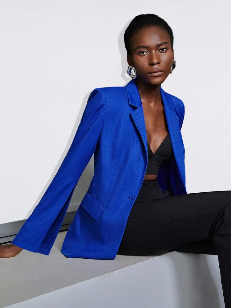 Women's Solid Color Lapel Blazer