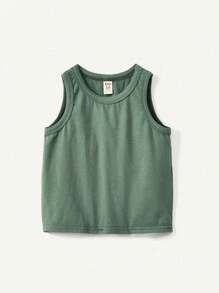 Cozy Pixies Baby Boy Cartoon Crocodile Pattern Tank Tops With Color Block Round Neck, 3pcs/Set