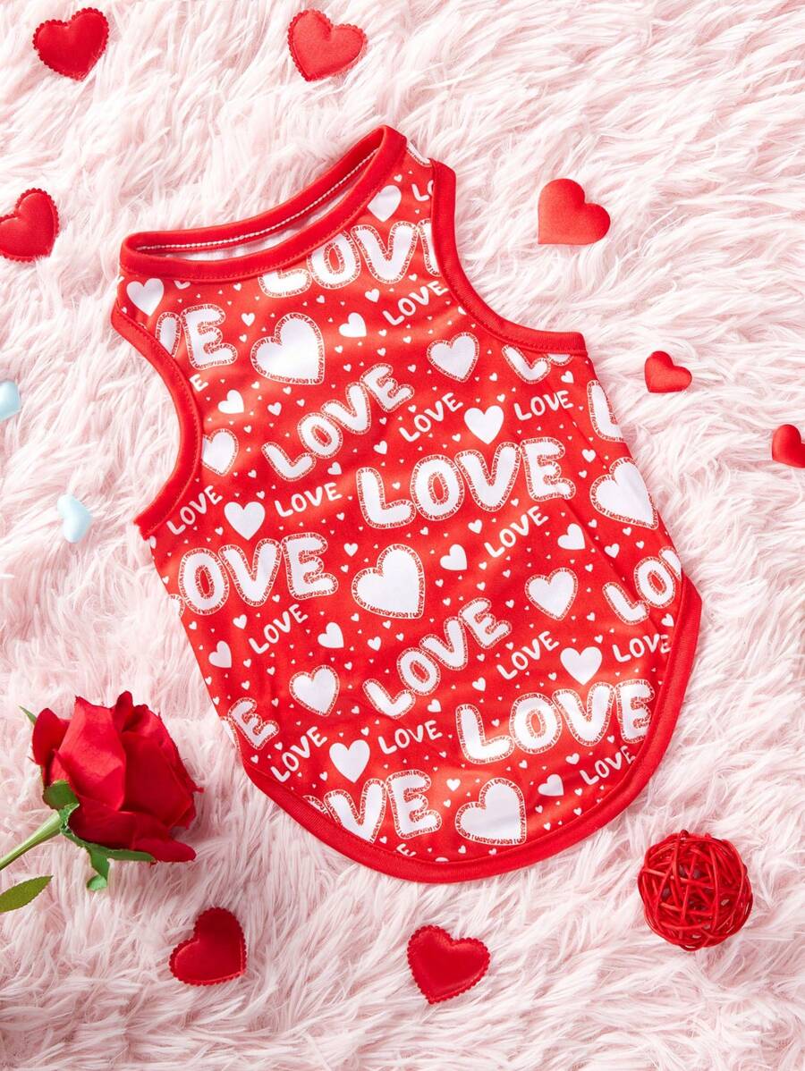 PETSIN Ngày lễ tình nhân Đỏ  Tim Mô hình 'LOVE' Lá thư In Thú cưng Áo vest Đối với Mèo Và Chó - Nhiều màu - Xem 1