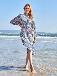 Aveloria Floral Print Long Sleeve Dress Fall Cloth For Women - Multicolor - View 5