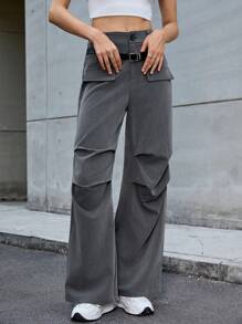 SHEIN EZwear Dark Gray Woven Women's Suit Trousers