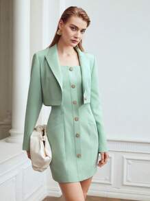 PREMIUM Quần skinny Áo vest & Váy liền áo vừa vặn - Màu xanh Bạc hà - Xem 5