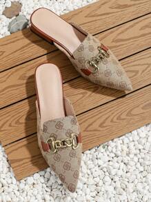 Fall/Winter Women'S Flat Slippers, Pointed Toe, Closed Toe, Half Slide Mules Shoes