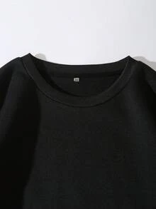 Men's Striped Letter Printed Sweatshirt - Black - View 7