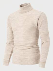 RueChic Men's High-Neck Long Sleeve Sweater - Beige - View 1