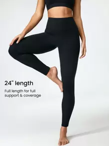 GLOWMODE 25" FeatherFit™ Bên trên + Crossover Trở lại Cao eo Xà cạp Thấp Yoga - màu đen - Xem 3