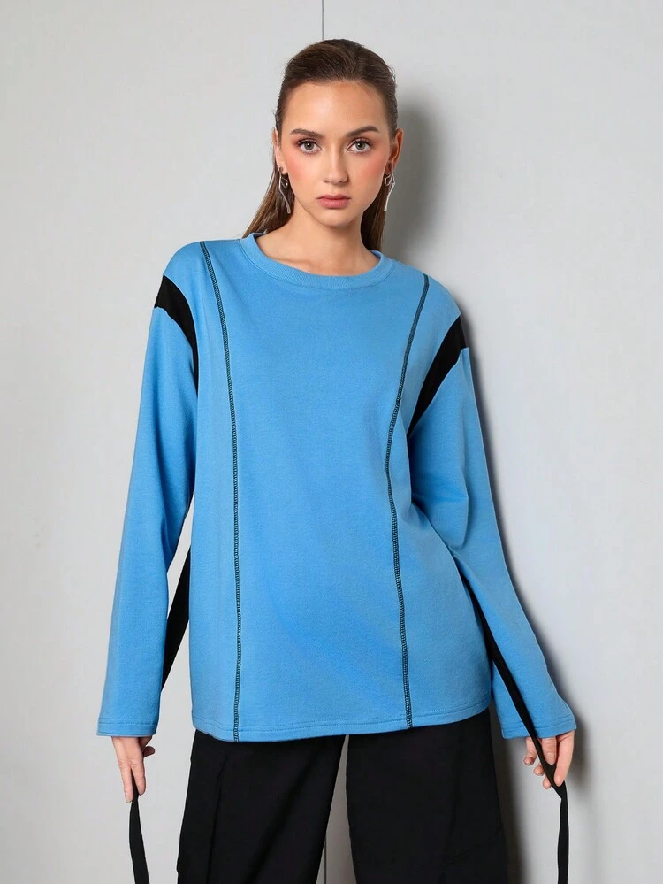 Women's Contrast Stitch Detail Long Sleeve T-Shirt