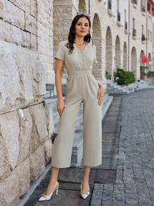 GENKIRA Mameluco Casual De Color Sólido Para Mujer - Caqui - Ver 3