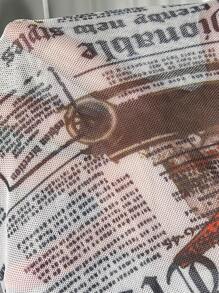 Swim EVENT Plus Size Newspaper Printed Kimono - Multicolor - View 6