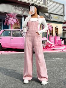 Muchica 女性犬齒紋羊毛連身褲 - 粉色 - 查看 5