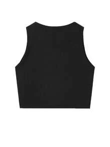 Sapstudio Vòng cổ Top Cây trồng Với Lá thư Và In Hoạt hình - màu đen - Xem 2