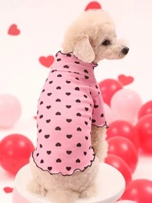 PETSIN Valentine's Day Pink & Black Heart Decor Pet Dog/Cat Knit Sweater