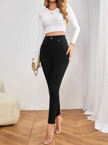 SHEIN Essnce 女士緊身褲 - 黑色 - 查看 4