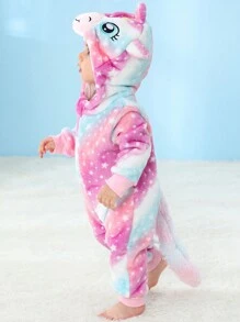 SHEIN 女婴法兰绒独角兽图案，饰有星空图案 - 彩色 - 查看 4