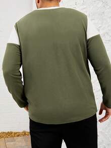 GENTILAND 大碼男士拼色針織休閒拼布t恤 - 彩色 - 查看 2