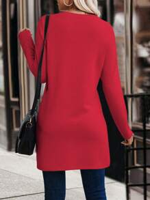 EMERY ROSE 不對稱下擺包裝描述圓領t恤 - 紅色 - 查看 2