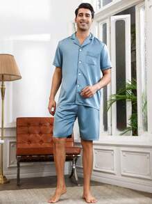 Men'S Solid Color Casual Home Clothing Set