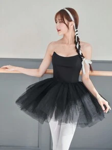 SHEINNeu Balletcore Bow Princesscore Mesh Tutu Dress Corset Dresses - Black - View 3