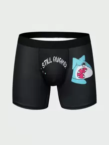 Men'S Cartoon & Letter Pattern Boxer Briefs - Baby Blue - View 1