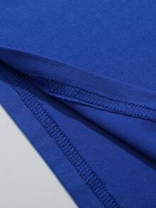 Nam Slogan In Ngắn tay Áo thun - Xanh đậm - Xem 5