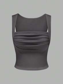 Sweetra Top Sólido Con Pliegues Y Sin Mangas