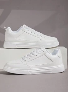 Men's Sports Shoes, Men's Casual Shoes, Fashionable And Personalized Street Student Handsome Shoes, Lace Up Men's Shoes, Men's Sneakers - White - View 3
