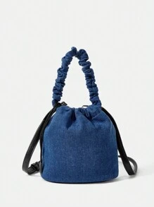 SHEIN MOD 女士時尚黑色手提包 - 深色水洗藍 - 查看 1