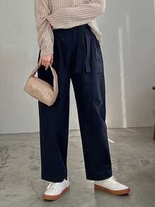 FRIFUL 女性實色束腰貨物長褲 - 藏蓝色 - 查看 6