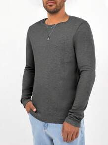 EURMUSE Men's Slim Fit Basic T-Shirt - Dark Grey - View 4
