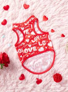 PETSIN Ngày lễ tình nhân Đỏ  Tim Mô hình 'LOVE' Lá thư In Thú cưng Áo vest Đối với Mèo Và Chó - Nhiều màu - Xem 5
