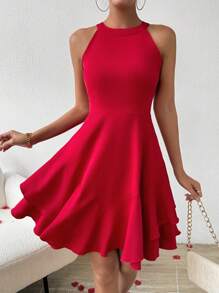 Chiquease Women's Halter Neck Sleeveless Dress - Red - View 5