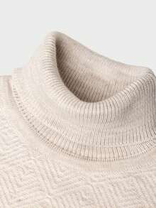 RueChic Men's High-Neck Long Sleeve Sweater - Beige - View 6
