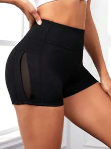 Easithlete Women's High Waist Peach Hip Yoga Shorts, Tummy Control, Quick Dry, Butt Lifting For Running And Fitness Black Shorts - Black - View 4