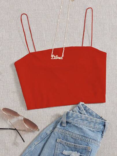 SHEIN Unity Women's Solid Color Spaghetti Strap Camisole For Summer For New Year Clothes