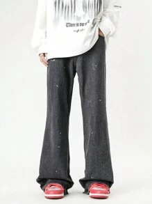 ROMWE MEN Street Life 男士喇叭牛仔褲 - 淺灰色 - 查看 1