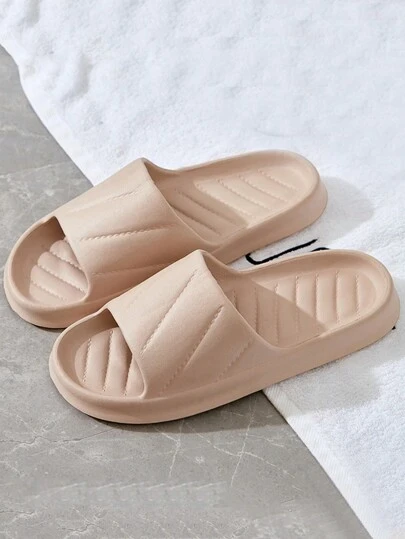 New Fashionable Soft Brown Toast Diamond Pattern Slipper With Slip & Odor Resistant Eva Material, Suitable For Bathroom & Home Use, Men's Size