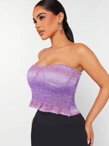 Hauture Top De Tubo Con Dobladillo Con Volantes Y Punto Tipo Jersey Ombré