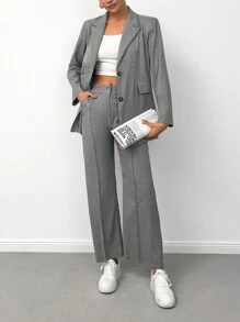 RueChic Einfarbig Revers, Blazer mit & Anzughose mit