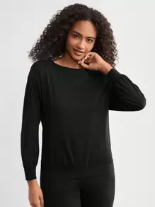 Ocili Leisure Women'S Round Neck Casual Home Clothing Top - Black - View 1