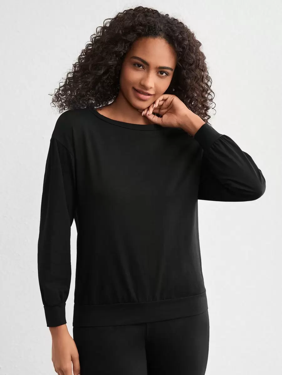 Ocili Leisure Women'S Round Neck Casual Home Clothing Top - Black - View 1