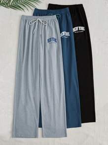 3件套家居舒适长裤，字母图案，秋冬服装 - 彩色 - 查看 4