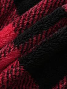 Extended Sizes Men's Plus Size Plaid Plush Lined Shacket - Multicolor - View 6