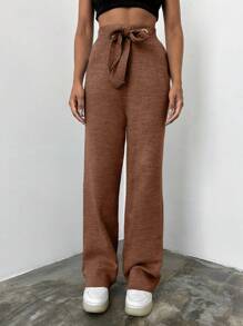 EURMUSE Women's Drawstring Waist Sweater Pants - Bronze - View 4