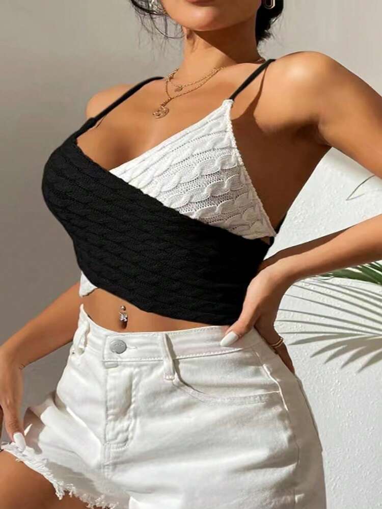 Plus Size Women's Color Block Knit Cami Top/ Tank Top