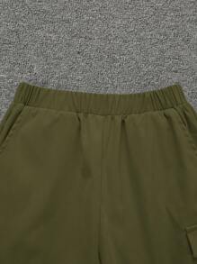 SHEIN Conjunto de 2 piezas de camiseta Teddy y pantalones cortos unicolor para niños preadolescentes